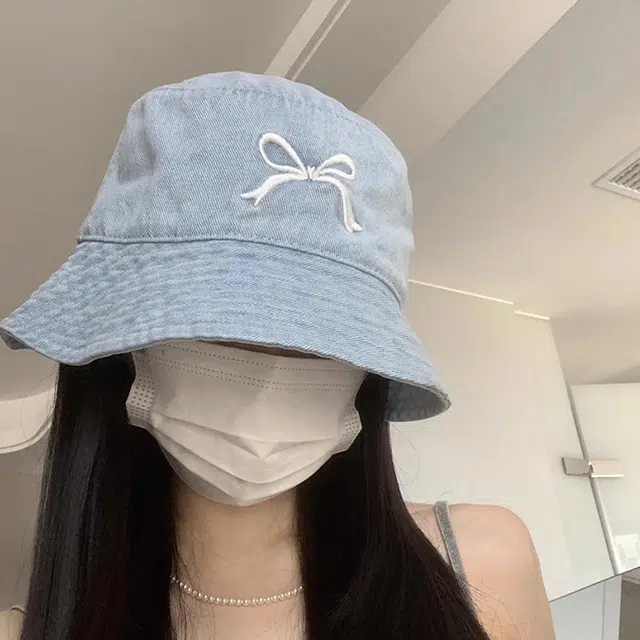 雅鹿优选 美式时尚蝴蝶结刺绣双面穿大头围显脸牛仔帽沙滩遮阳#好运 聚酯纤维 渔夫帽 男女同款情侣款