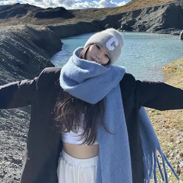 雅鹿优选 软糯马海毛纯色 礼盒装 聚酯纤维 绒线围巾 男女同款情侣款