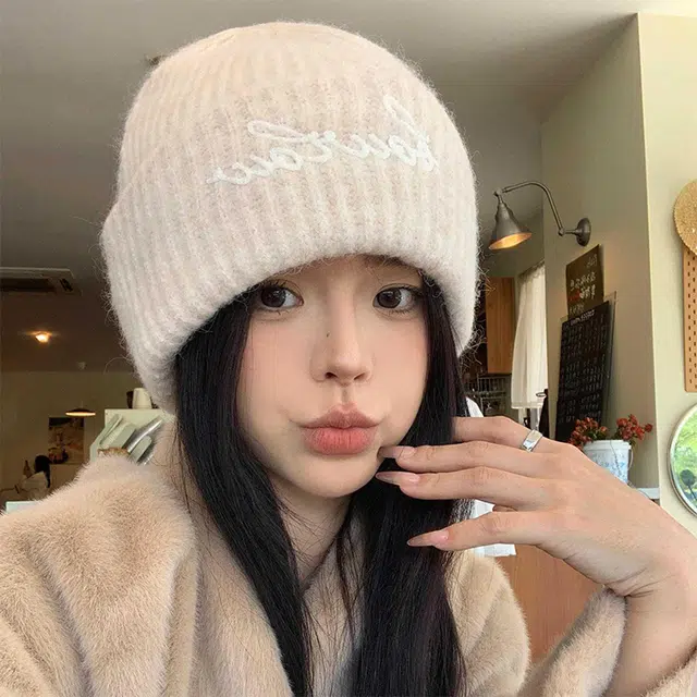 【日常百搭】 雅鹿优选 冬季加厚毛绒帽子女生毛线帽大头围保暖显瘦显白百搭针织帽防风套头冷帽 涤纶 绒线帽 女款