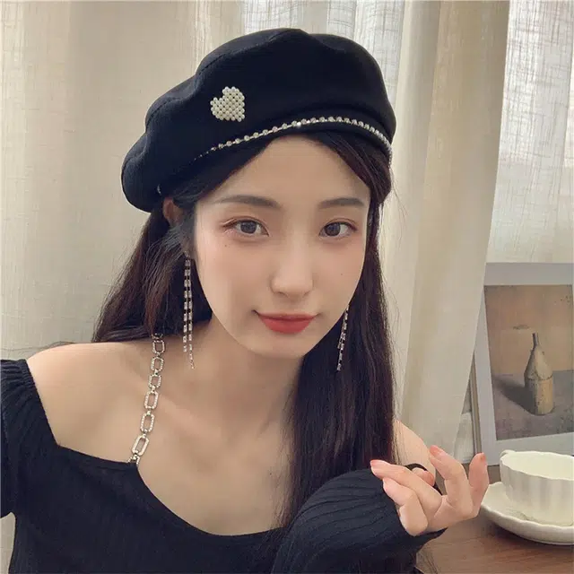 雅鹿优选 韩系爱心简约百搭出游时尚百搭显脸 棉 贝雷帽 女款