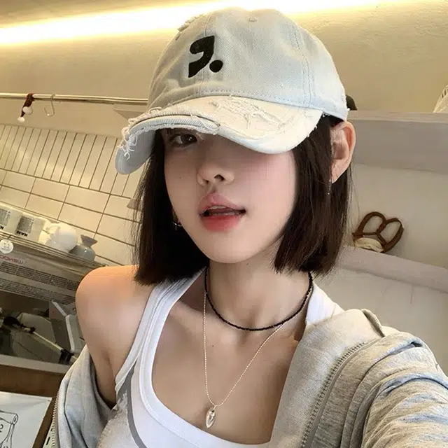 雅鹿优选 美式复古做旧破洞刺绣加深春夏季户外出行防晒遮阳时尚潮流百搭学生大头围显脸小 棉 鸭舌帽 男女同款情侣款