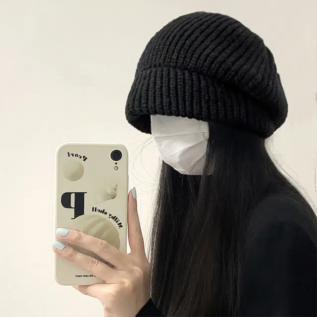 雅鹿优选 冬季绒线帽子男女情侣款百搭针织保暖护耳帽大头围显脸小堆堆帽针织帽 涤纶 绒线帽 男女同款情侣款