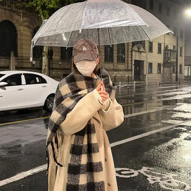 雅鹿优选 超级氛围感流苏百搭韩系加厚保暖格子礼盒装 绒线围巾 通用