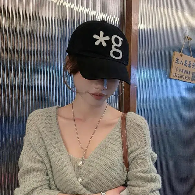 雅鹿优选 春夏季小花字母刺绣软顶棒球帽户外出游防晒遮阳时尚潮流百搭大头围显脸小 棉 鸭舌帽 男女同款情侣款 黑色