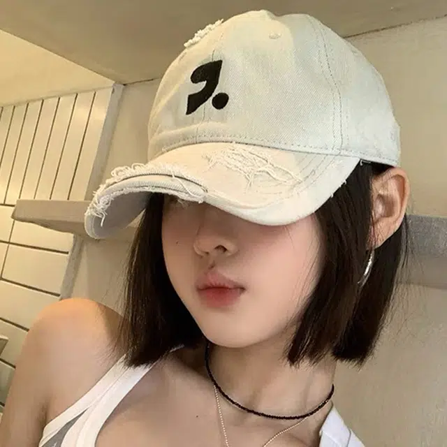 雅鹿优选 美式复古做旧破洞刺绣加深春夏季户外出行防晒遮阳时尚潮流百搭学生大头围显脸小 棉 鸭舌帽 男女同款情侣款