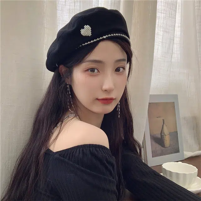雅鹿优选 韩系爱心简约百搭出游时尚百搭显脸 棉 贝雷帽 女款