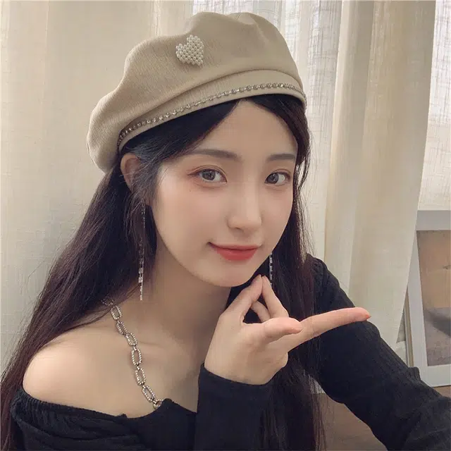 雅鹿优选 韩系爱心简约百搭出游时尚百搭显脸 棉 贝雷帽 女款