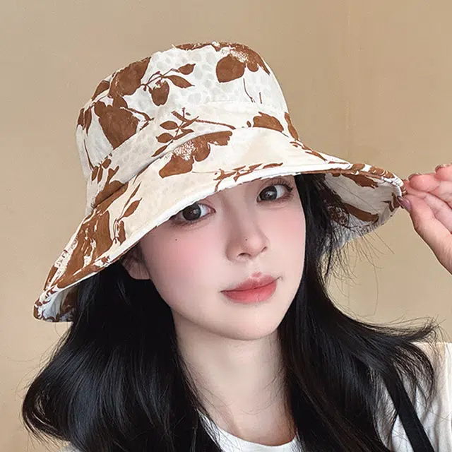 雅鹿优选 新中式扎染水墨花朵潮流户外出行太阳 聚酯纤维 渔夫帽 男女同款情侣款