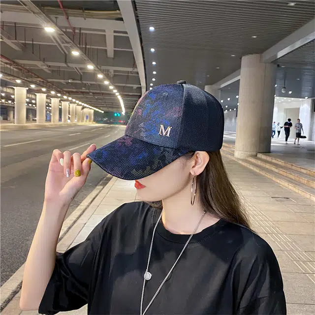 雅鹿优选 韩版大帽檐显脸小印花透气网速干防晒遮阳 聚酯纤维 鸭舌帽 男女同款情侣款