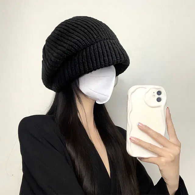 雅鹿优选 冬季绒线帽子男女情侣款百搭针织保暖护耳帽大头围显脸小堆堆帽针织帽 涤纶 绒线帽 男女同款情侣款