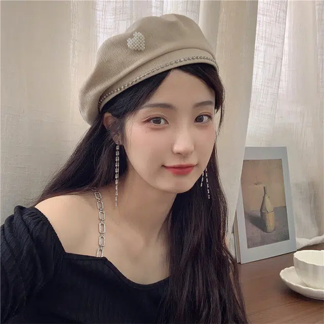 雅鹿优选 韩系爱心简约百搭出游时尚百搭显脸 棉 贝雷帽 女款