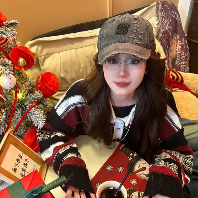 雅鹿优选 美式牛仔嘻哈磨边水洗做旧破洞纯色简约大头围显脸小 棉 鸭舌帽 男女同款情侣款