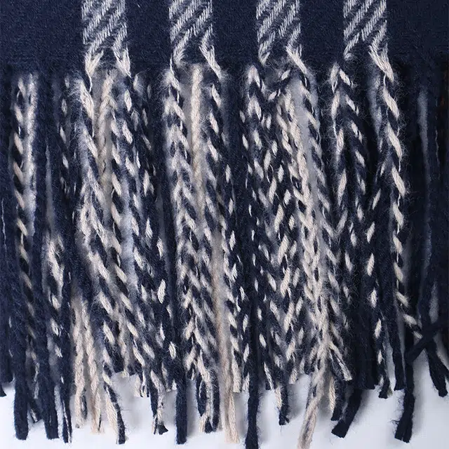 雅鹿优选 秋冬季学院风软糯显白蓝粉色小格子仿羊绒流苏礼盒装 聚酯纤维 绒线围巾 男女同款情侣款