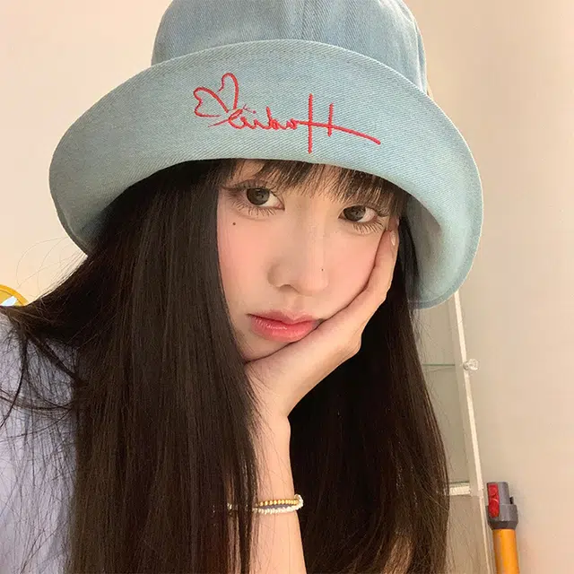 雅鹿优选 韩式刺绣字母大檐可翻折显脸小户外防晒遮阳 棉 渔夫帽 男女同款情侣款
