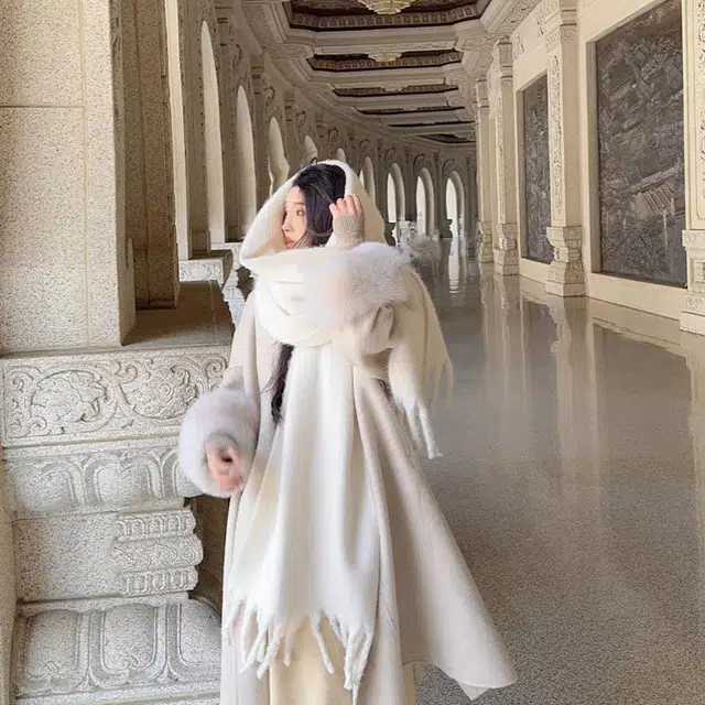 雅鹿优选 超有氛围感加厚纯百搭流苏设计保暖 心动礼盒装 聚酯纤维 绒线围巾 男女同款情侣款