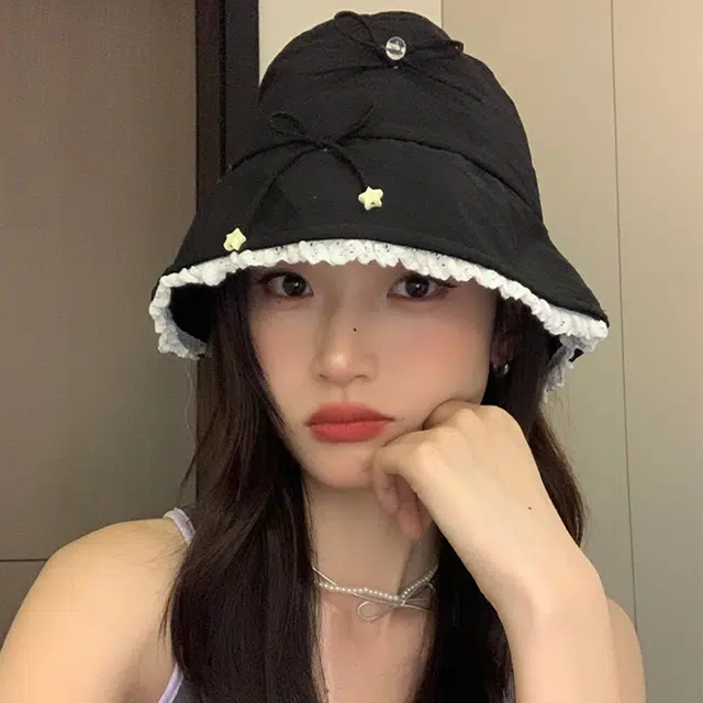 雅鹿优选 绝美氧气甜美风蝴蝶结蕾丝花边风防晒帽夏天遮阳显脸小盆帽 棉 渔夫帽 女款