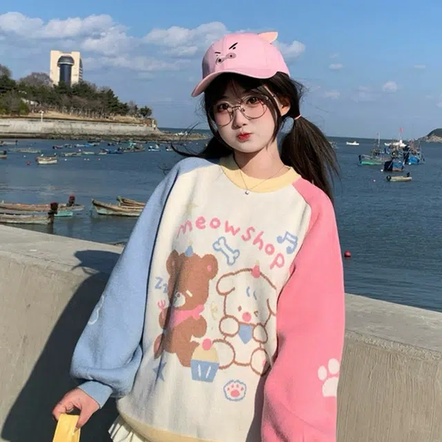 雅鹿优选 可爱小猪胖嘟嘟卡通小白刺绣户外出游遮阳防晒时尚潮流百搭大头围显脸小 棉 鸭舌帽 男女同款情侣款