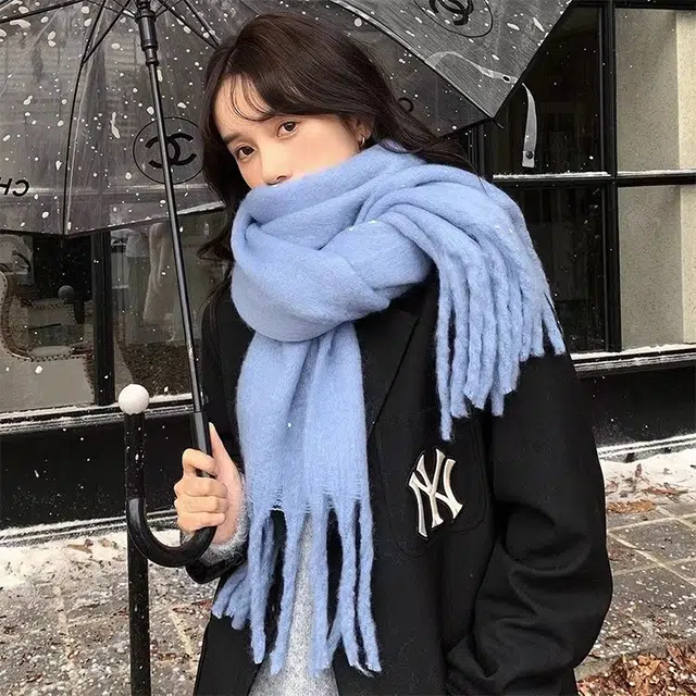 雅鹿优选 软糯马海毛纯色 礼盒装 聚酯纤维 绒线围巾 男女同款情侣款
