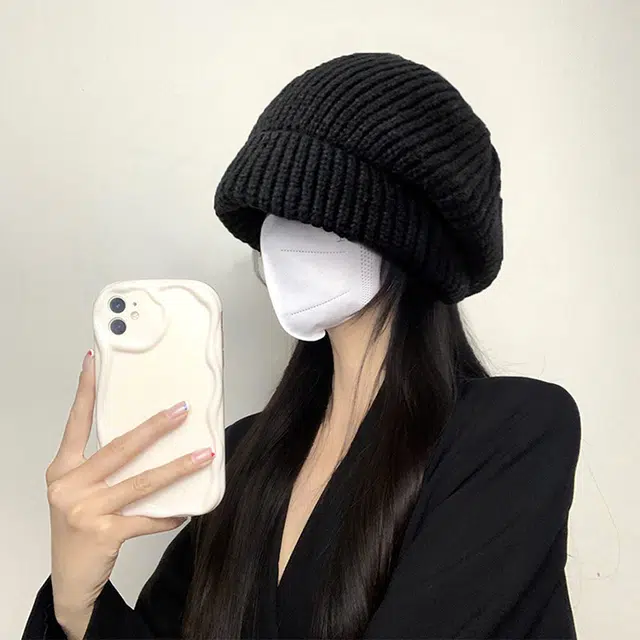 雅鹿优选 冬季绒线帽子男女情侣款百搭针织保暖护耳帽大头围显脸小堆堆帽针织帽 涤纶 绒线帽 男女同款情侣款