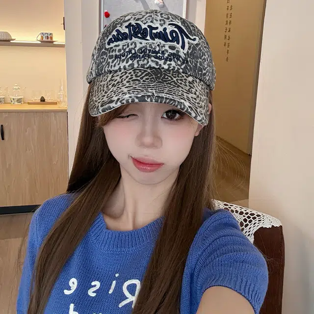 雅鹿优选 春夏季迷彩豹纹图案做旧水洗刺绣字母 户外出游时尚潮流百搭大头围显脸小 棉 鸭舌帽 男女同款情侣款