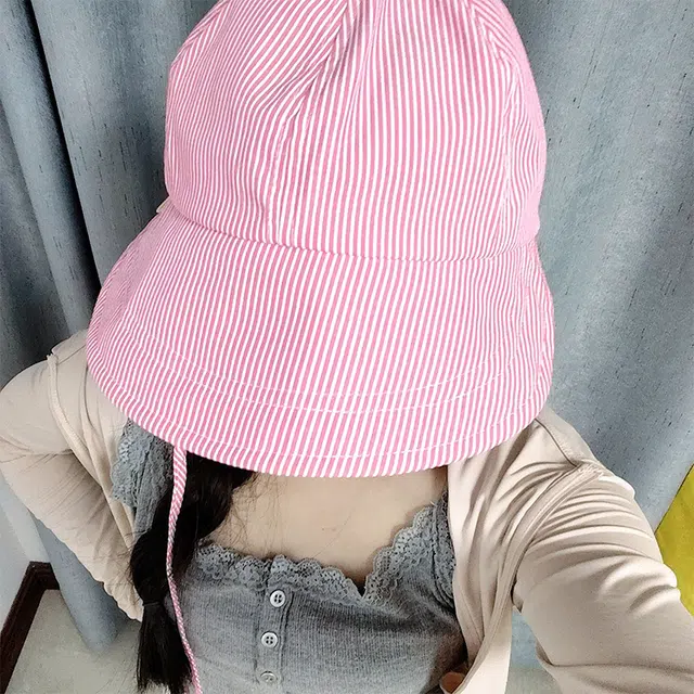 雅鹿优选 韩系条纹绑带大帽檐显脸小户外出游休闲 棉 渔夫帽 女款