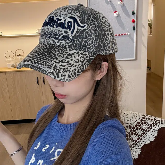 雅鹿优选 春夏季迷彩豹纹图案做旧水洗刺绣字母 户外出游时尚潮流百搭大头围显脸小 棉 鸭舌帽 男女同款情侣款