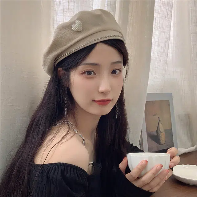 雅鹿优选 韩系爱心简约百搭出游时尚百搭显脸 棉 贝雷帽 女款