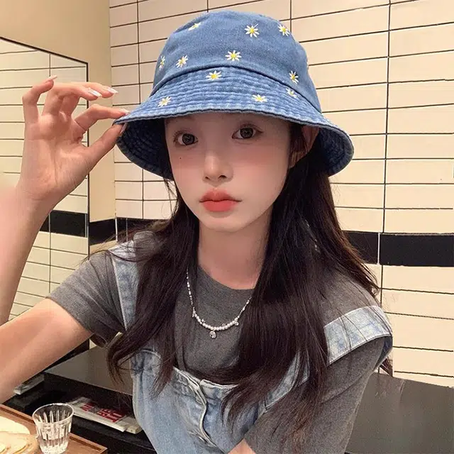 雅鹿优选 韩式文艺小清新透气舒适刺绣花朵防晒遮阳 聚酯纤维 渔夫帽 男女同款情侣款