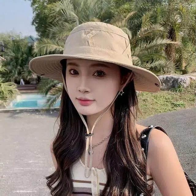 雅鹿优选 登山露营徒步户外出游防晒钓鱼遮阳大檐显脸小 聚酯纤维 渔夫帽 男女同款情侣款