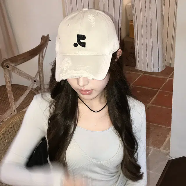 雅鹿优选 美式复古做旧破洞刺绣加深春夏季户外出行防晒遮阳时尚潮流百搭学生大头围显脸小 棉 鸭舌帽 男女同款情侣款