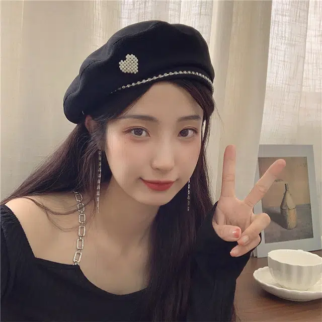 雅鹿优选 韩系爱心简约百搭出游时尚百搭显脸 棉 贝雷帽 女款