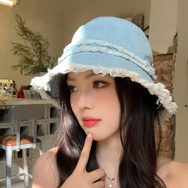 雅鹿优选 日系水洗做旧毛边简约百搭小清新大帽檐显脸小 聚酯纤维 渔夫帽 男女同款情侣款