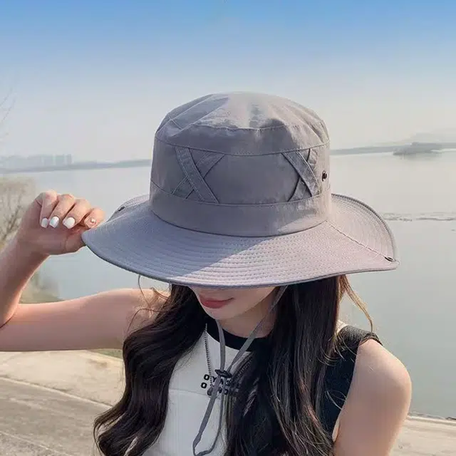 雅鹿优选 登山露营徒步户外出游防晒钓鱼遮阳大檐显脸小 聚酯纤维 渔夫帽 男女同款情侣款