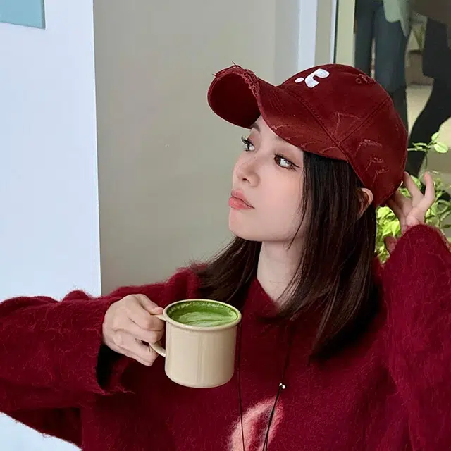 雅鹿优选 美式复古做旧破洞刺绣加深春夏季户外出行防晒遮阳时尚潮流百搭学生大头围显脸小 棉 鸭舌帽 男女同款情侣款