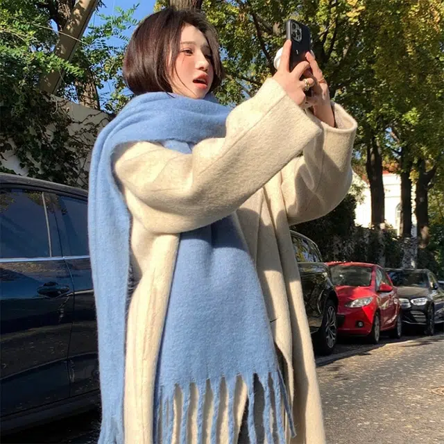 雅鹿优选 软糯马海毛纯色 礼盒装 聚酯纤维 绒线围巾 男女同款情侣款