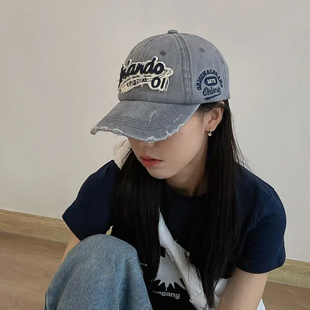 雅鹿优选 美式做旧刺绣字母破洞街头潮流牛仔遮阳防晒大头围显脸小 聚酯纤维 鸭舌帽 男女同款情侣款