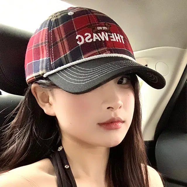 雅鹿优选 美式复古腊肠小狗刺绣痞帅街头嘻哈格纹休闲百搭防晒遮阳大头围显脸小 棉 鸭舌帽 男女同款情侣款