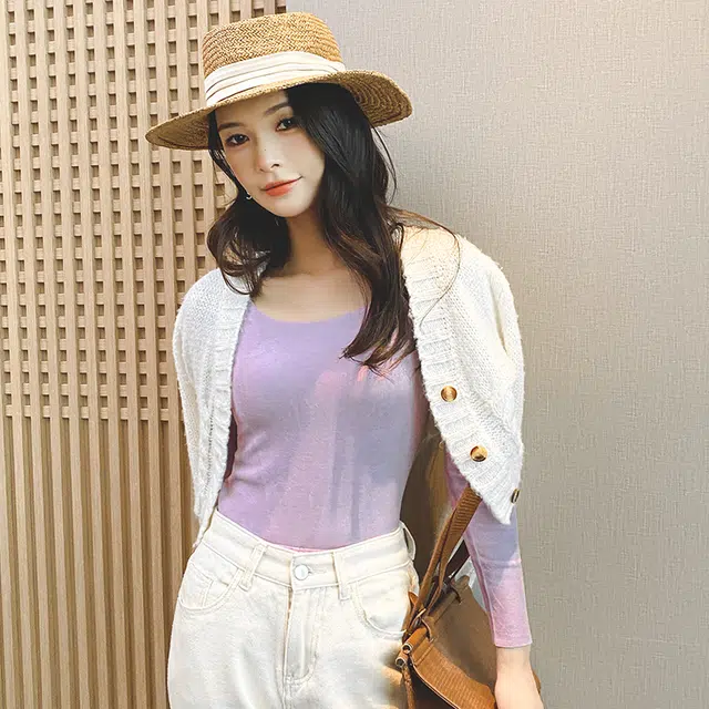 多情猫 德绒秋衣纯色圆领无痕保暖上装 轻暖修身内衣女款 保暖基础内搭款