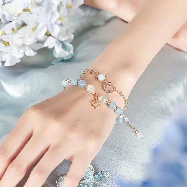 大英博物馆 文化艺术系列 星月神话双层合成/人造 白水晶 手链 女款