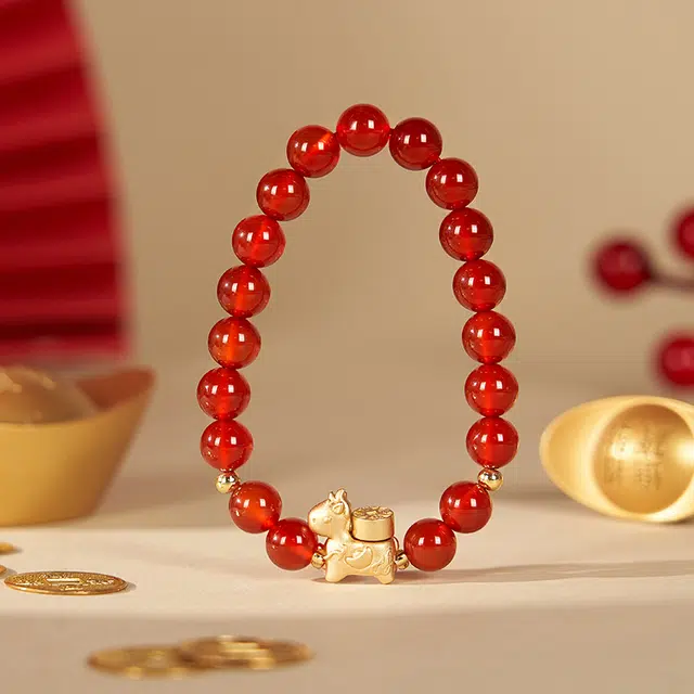 大英博物馆 东方梦境系列 国风 新中式 转好运红 玛瑙 手串 女款