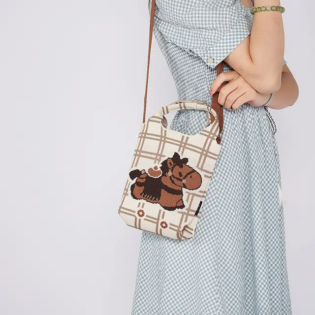 大英博物馆 时尚潮流百搭可爱 涤纶（聚酯纤维） 手提包 常规 女款 白棕色