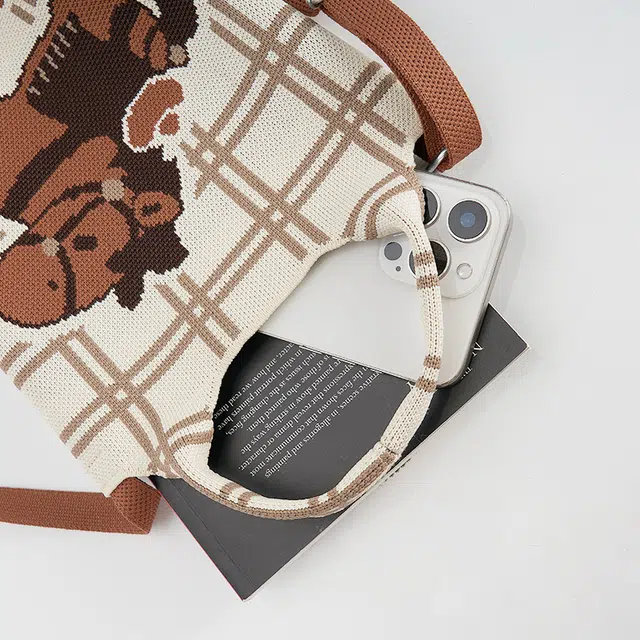 大英博物馆 时尚潮流百搭可爱 涤纶（聚酯纤维） 手提包 常规 女款 白棕色