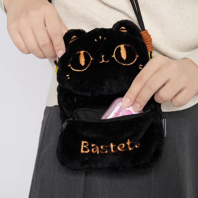 大英博物馆 巴斯特系列 随身背手机包 聚酯纤维 斜挎包 女款 浅紫/黑色/米色