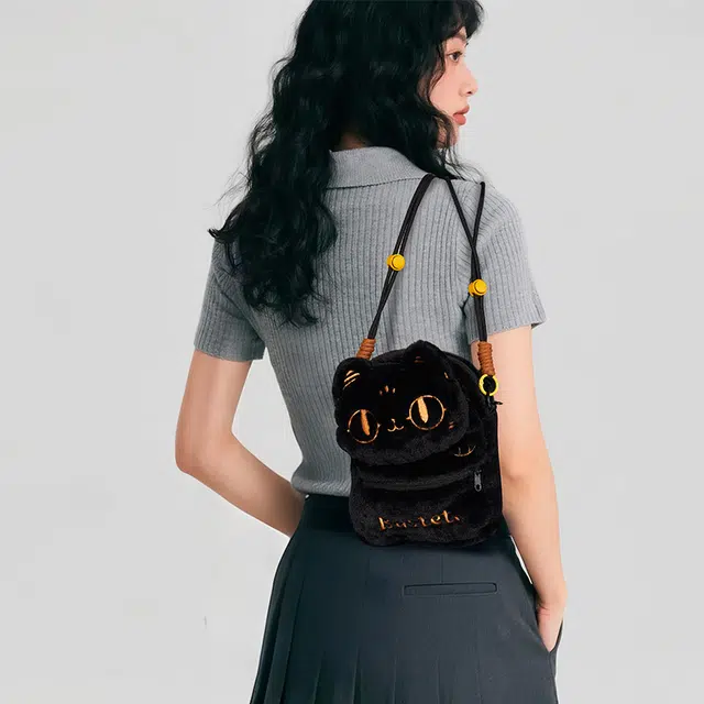 大英博物馆 巴斯特系列 随身背手机包 聚酯纤维 斜挎包 女款 浅紫/黑色/米色