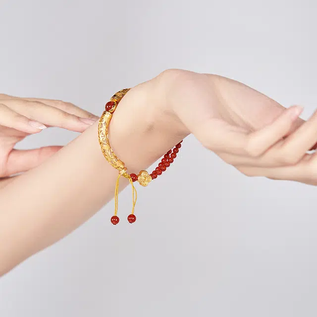 大英博物馆 东方梦境系列 国风 新中式 古韵 花丝镂空红#好运天然 玛瑙 手链 女款