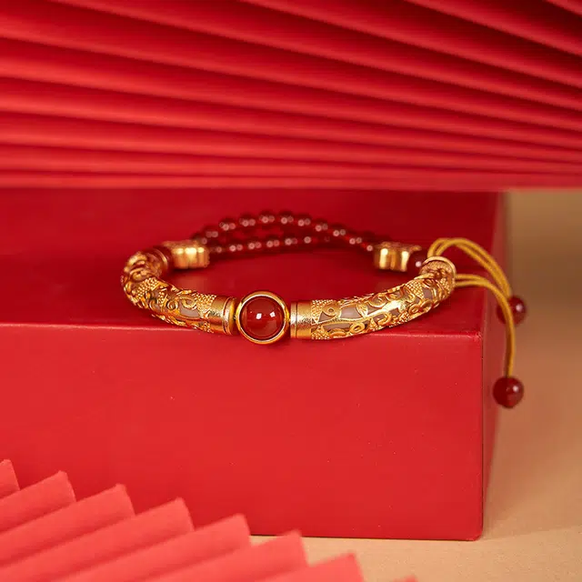 大英博物馆 东方梦境系列 国风 新中式 古韵 花丝镂空红#好运天然 玛瑙 手链 女款