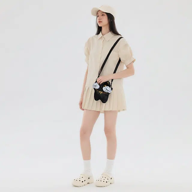 大英博物馆 巴斯特系列 萌猫可爱 毛绒 斜挎单肩包 常规 女款 黑色