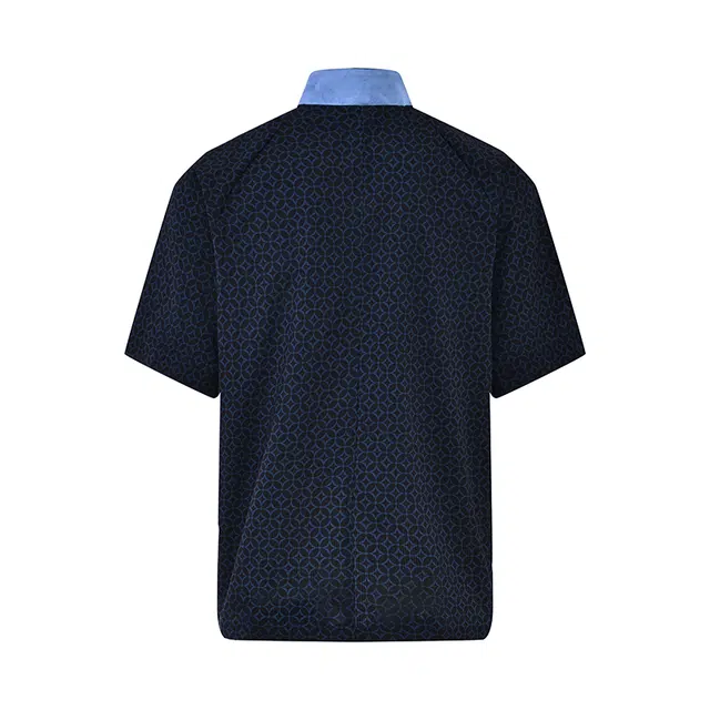 三省六部 工部天圆地方·唐装国风铜钱刺绣满印短袖衬衫 男女同款