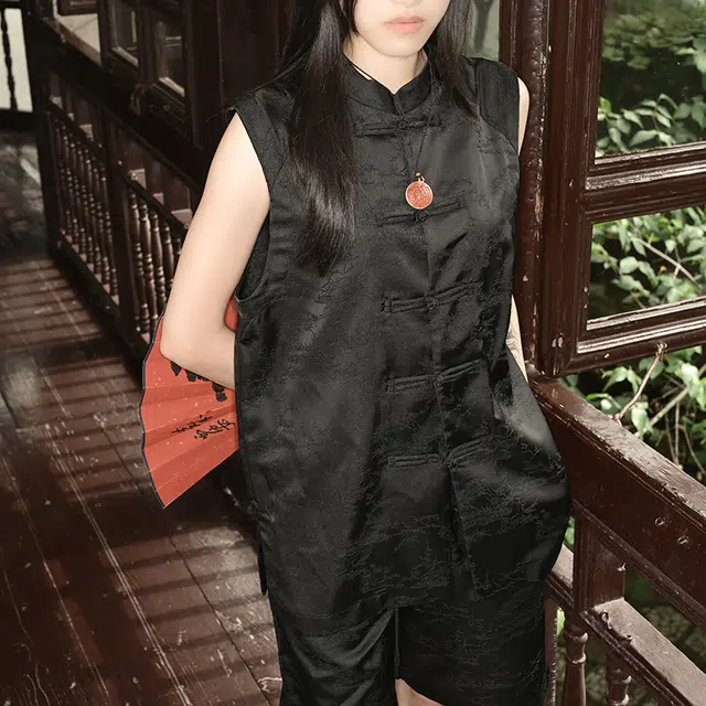 三省六部 夏季新中式暗纹提花背心 男女同款