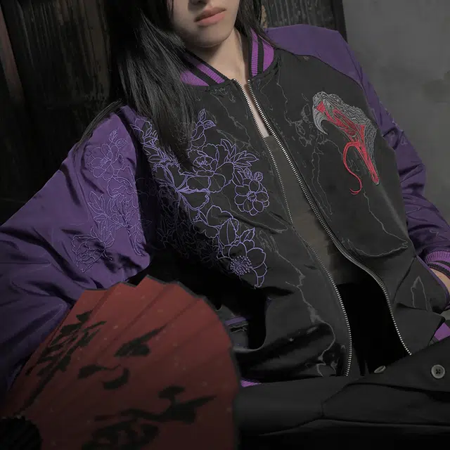 三省六部 刺绣横须贺插肩袖时尚简约百搭夹克 男女同款